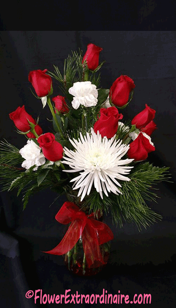 red and white floral arrangements